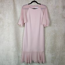 Joseph Ribkoff Womens Dress Light Pink Flutter Sleeves Frill Hem Size UK 8