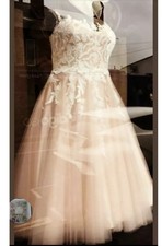 Victoria Kay Tea Length Blush Wedding Dress size 26 