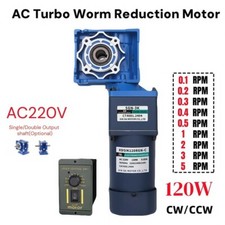 120W AC 220V Two Stage Worm Gear Reducer Gearbox Motor Gearmotors CW/CCW New
