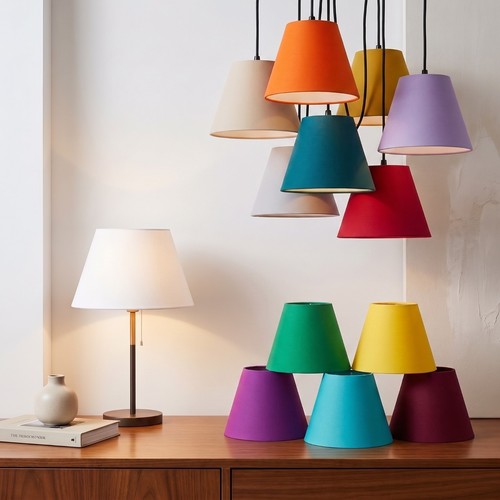 Cotton fabric coolie lampshade - coolie,