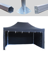MCD Pop 50mm Black Industrial Pop Up Gazebo 3m x 4.5m Easy Up Stall With Sides