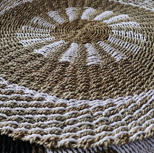 Round seagrass white tan - seagrass,