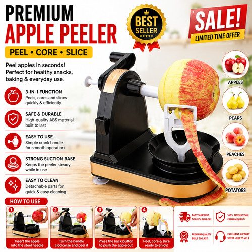Apple peeler corer slicer hand - slicer,