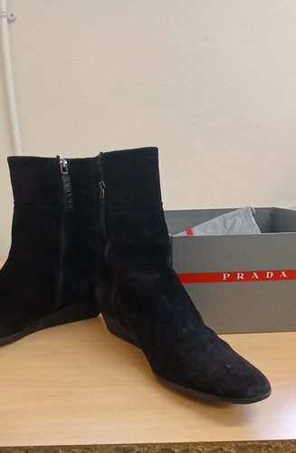 Prada suede flat boots women - prada,
