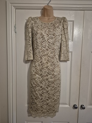 Gold lace lined occasion dress - occasion,