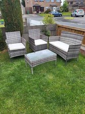 RATTAN FURNITURE SET CHAIRS SOFA TABLE OUTDOOR GARDEN  MIX GREY 4 PIECE UK