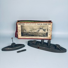 RARE WW1 ANTIQUE BRITISH NAVAL WAR TOY SUBMARINE & DREADNOUGHT PATENT NO. 7215