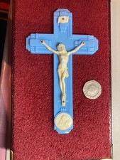 Vintage Wall Crucifix, Blue