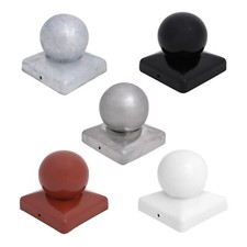 Square Metal Steel Fence Gate Post Cap With Ball Flange 100mm x 100mm 4"