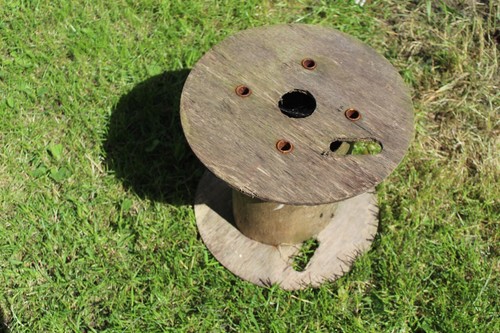 Aged wooden cable reel - wooden,