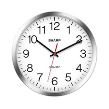 SHARP Wall Clock – Silver/Chrome, Silent Non Ticking 12 Inch Quality Quartz