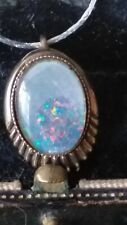 Antique Vintage 1930-s 925 Silver and Gold Opal Pendant on modern 925 Chain