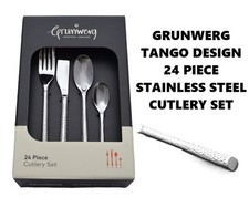 GRUNWERG STAINLESS STEEL TANGO DESIGN 24 PIECE CUTLERY SET