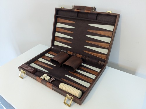 Vintage large brown backgammon - vintage,