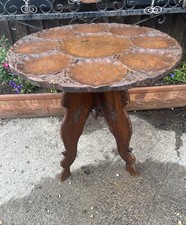 Vintage Hand Carved Folding Occasionally Side Table Asian Oriental Peacock Stand