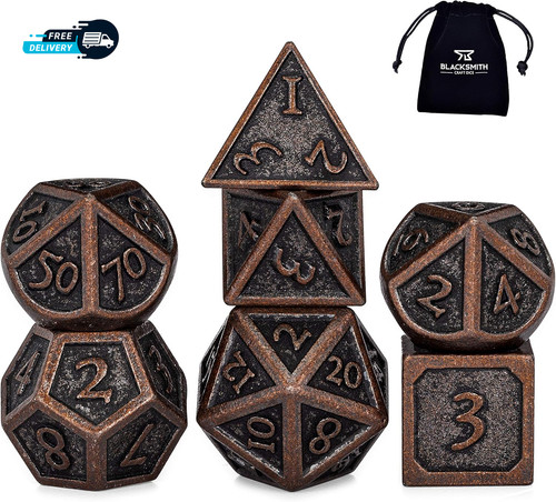 Metal dnd dice set 7pcs - metal,