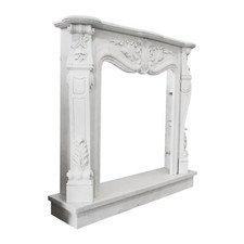 Frame Fireplace Classic IN Marble Carrara With Decoration Louis XVI L150cm