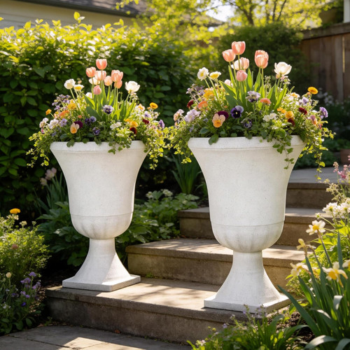 Set large white urn - large,