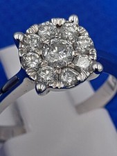 Ernest Jones 9 Carat White Gold 0.50 CT Diamond Cluster Ring Size  K 3.4g Boxed