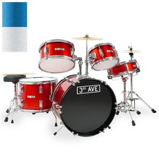 5 Piece Junior Drum Kit Drum Set for Kids with Sticks, Stool - 3rd Avenue
