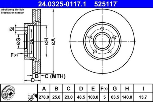 Brake disc ate 0325 0117 - disc,