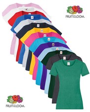 Womans Fruit of the Loom Plain Cotton Ladies Fit Crew Neck T-Shirt Tee Shirt