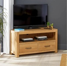 Soho Oak Corner TV Unit - Up to 50” Screen Size - 2 Drawers 1 Shelf Cabinet SC18