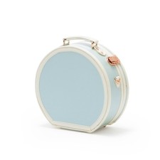Small Floral Round Hat Box Vintage Luggage Cosmetic Case (D.12, Sky Blue)