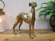Large Vintage Style Jigsaw Golden Whippet Garden Ornament Outdoor Decor Statue