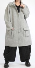 PLUS SIZE GREY BOILED WOOL