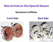 Trending Rhodonite 925 Silver Plated Gemstone Cufflinks 20X15mm GW