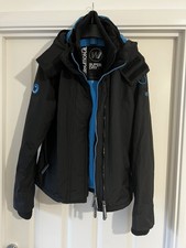 Superdry Mountain Windcheater Coat/Jacket - size 12 - Black with blue lining