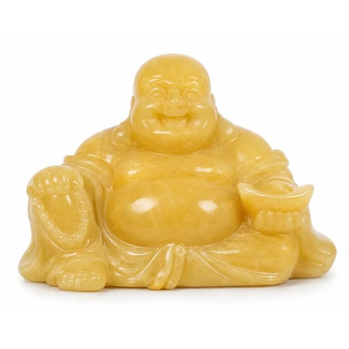 Yellow jade laughing buddha - yellow,