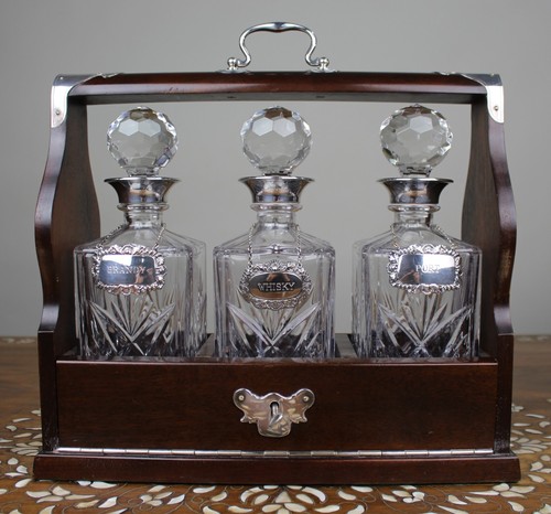 Vintage mahogany three bottle - vintage,