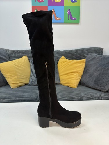 Women black suede thigh - suede,
