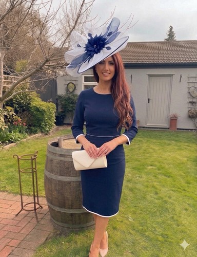 White and navy - wedding, ascot