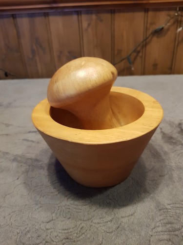 Wooden pestle and mortar - wooden,