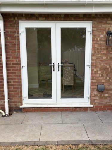 White upvc double french door - white,