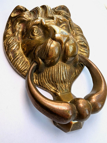 Solid brass lion head door - head,