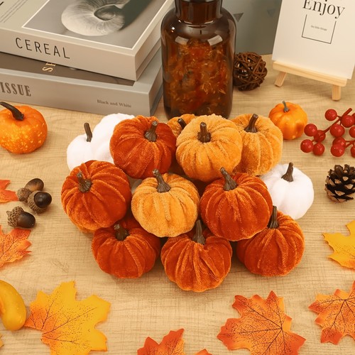 9pcs velvet pumpkins - 9pcs,