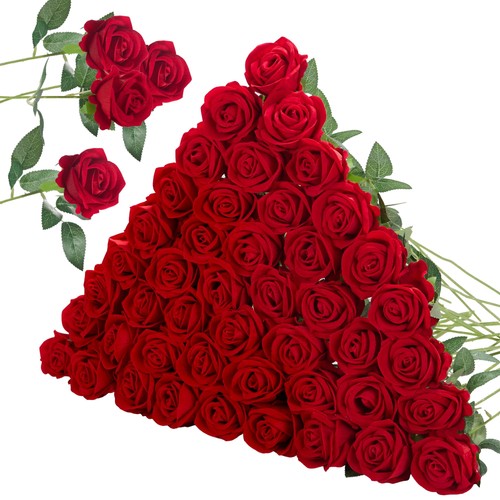 Pcs red roses - red, artificial