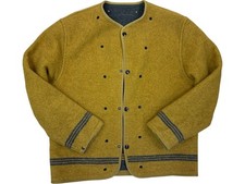 Stone Island Wool Liner Jacket Button Closure Yellow Size M