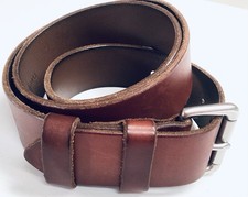 POLO Ralph Lauren Mens Brown Leather Belt, Polished Nickel Buckle, Size 36”