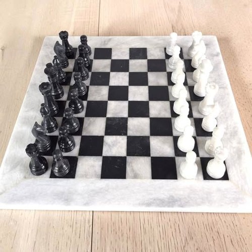 Black white marble chess - black,