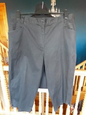 Ladies Green Lamb Golf Trousers Black Size 20 Cotton Cropped