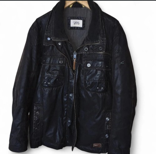 Brown faux leather bomber