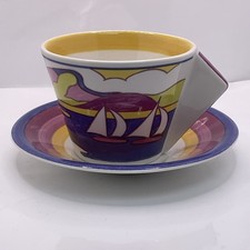 Clarice Cliff’s  Conical Handled ‘Gibraltar ’ Cup and Saucer -Royal Stratford.