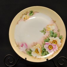ZS & Co Zeh, Scherzer Bavaria Cabinet Plate Hand Painted Roses W/Gold 1880-1918