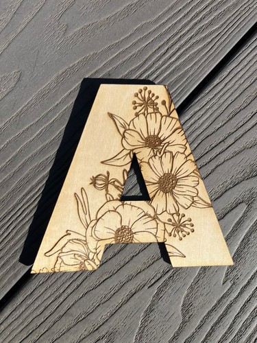 Flower wooden letters - wooden, engraved