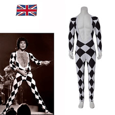 Freddie Mercury Cosplay Costume Lead Vocals Men's Singer Jumpsuit Bodysuit UK